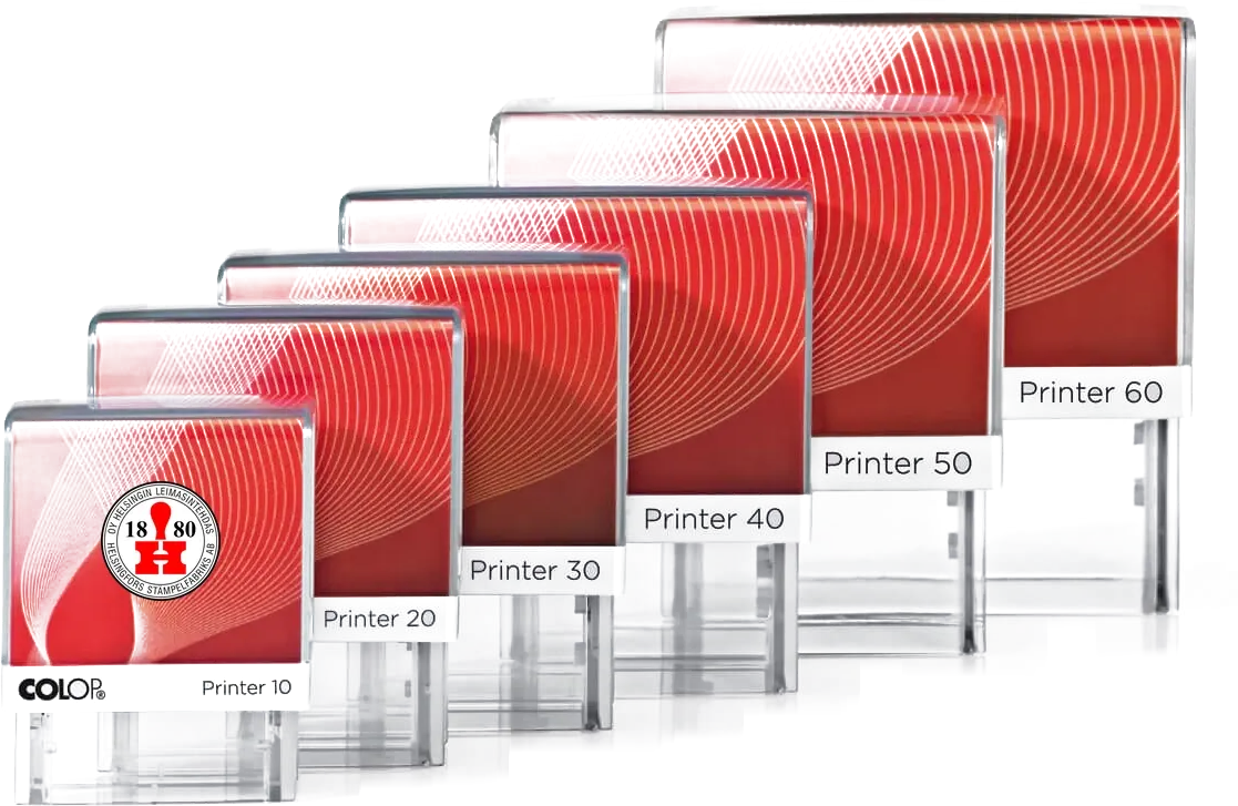 Stamps from the Colop Printer range in sizes 10–60