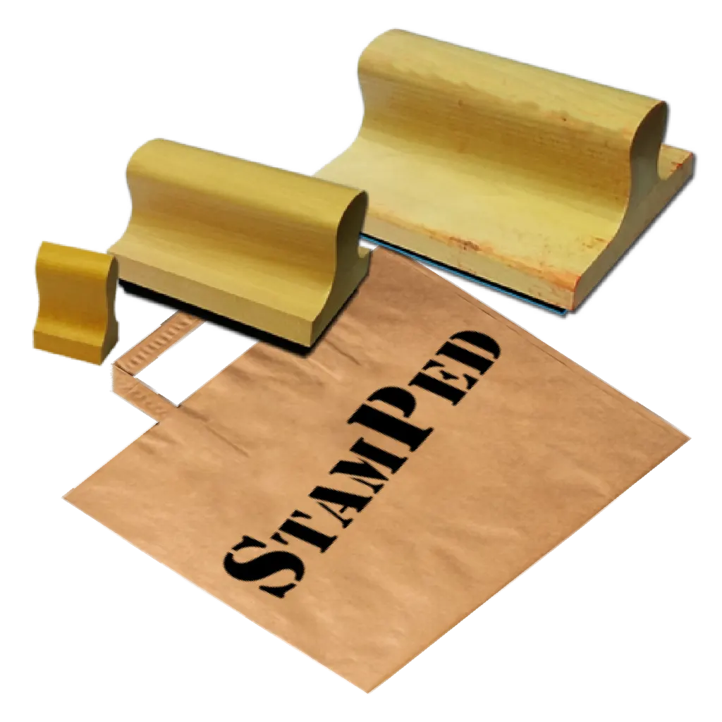 Paper bag marked with a rubber stamp